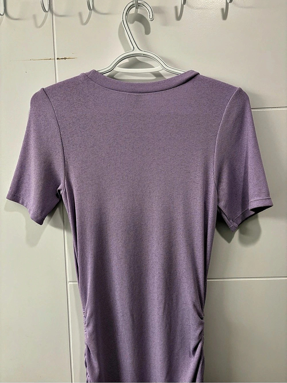 H&M Divided Lavender Purple Ribbed Ruched Bodycon Mini Dress Size S - Picture 5 of 5